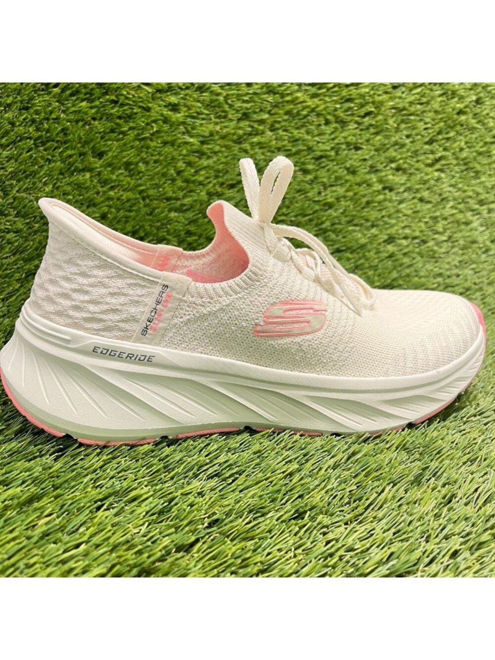 Skechers Edgeride Impression Womens Size 8 Natural Pink Running Shoes Sneakers